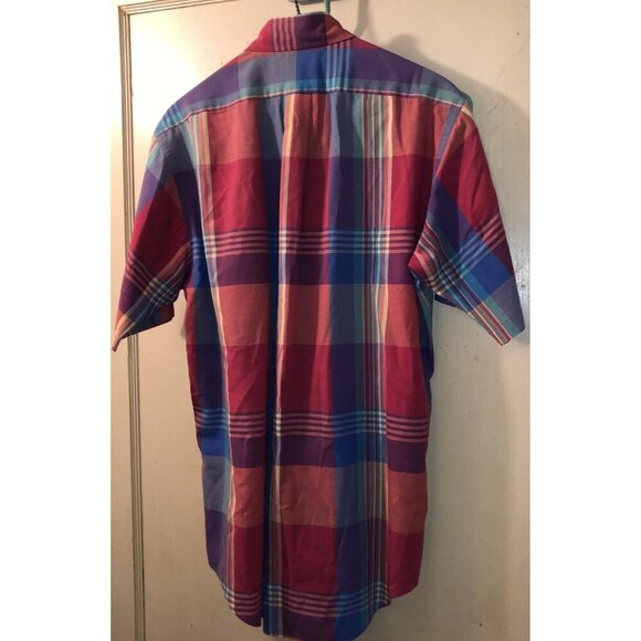 Chaps Ralph Lauren Shirt Mens M Button Down Plaid Short Sleeve Lightweight - Picture 5 of 5